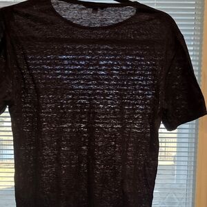 John Varvatos Brown Jacquard Sheer Short Sleeve Tee